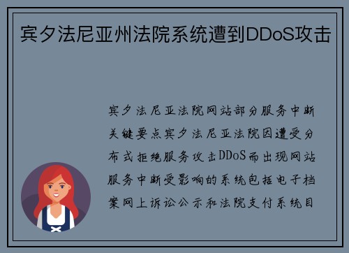 宾夕法尼亚州法院系统遭到DDoS攻击 