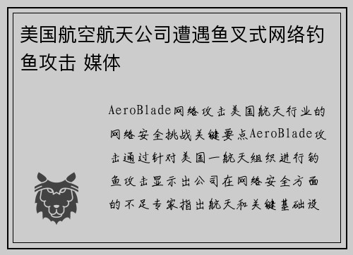 美国航空航天公司遭遇鱼叉式网络钓鱼攻击 媒体