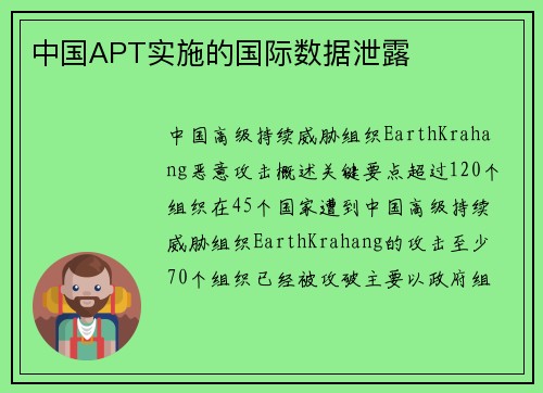 中国APT实施的国际数据泄露 